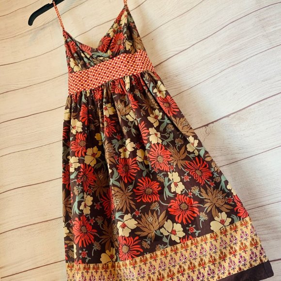 American Rag Floral Pattern Dress with Spaghetti Straps Thick Long Tie Size M - Picture 5 of 12